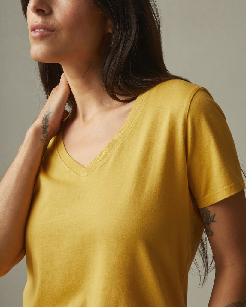 Mustard yellow v neck 2024 shirt