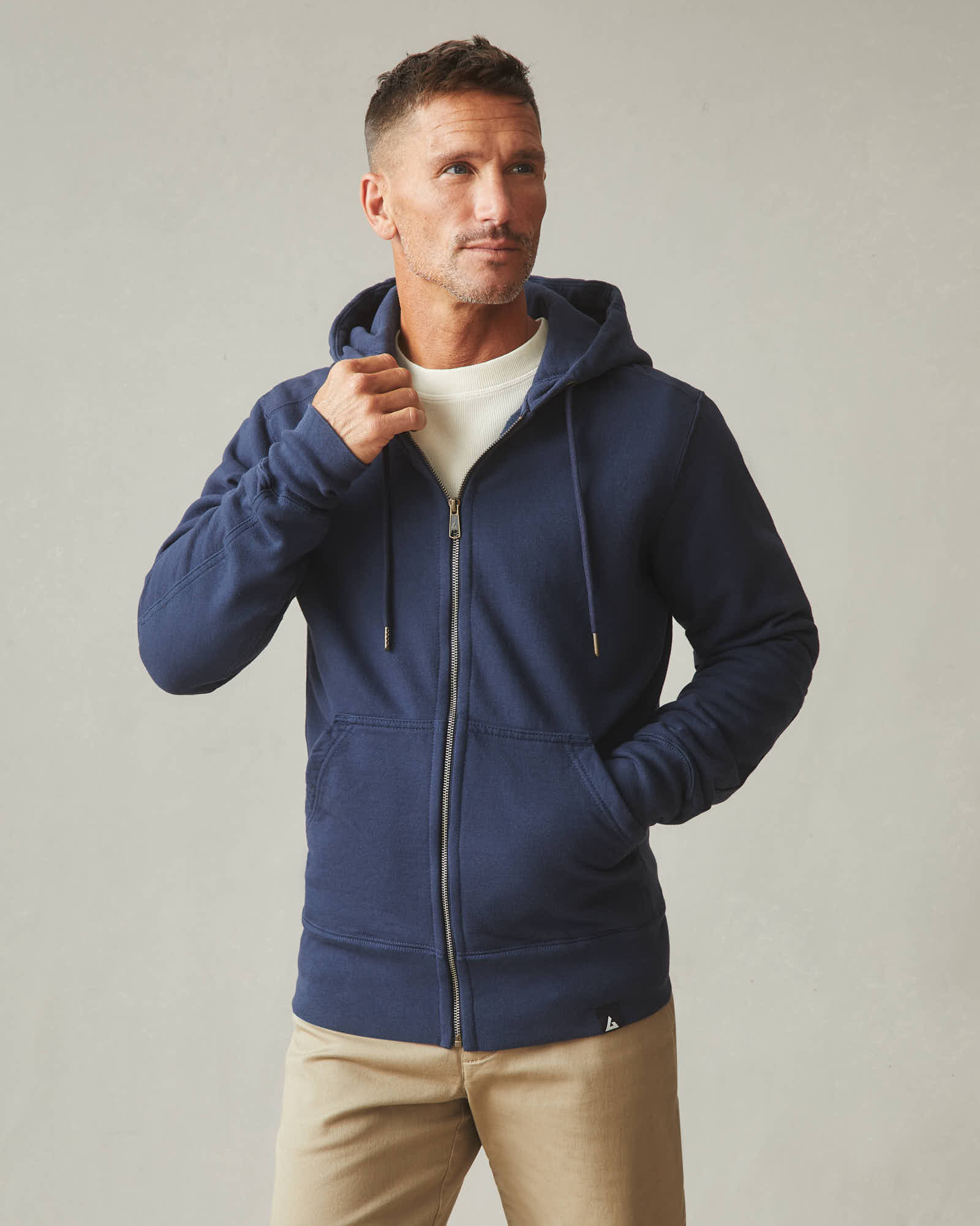 Navy blue zipper jacket best sale