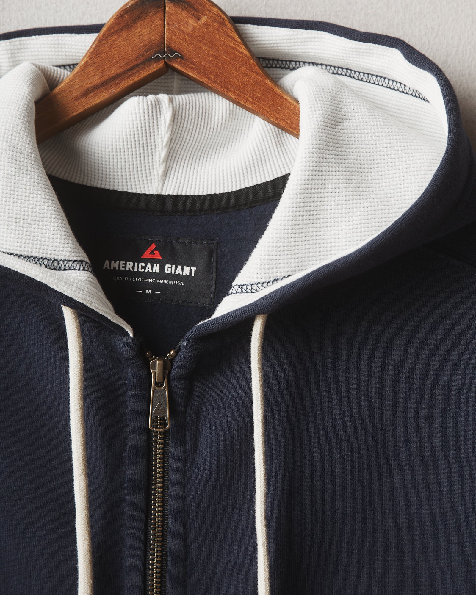 Classic Full Zip - Waffle Hood - Oxford Blue