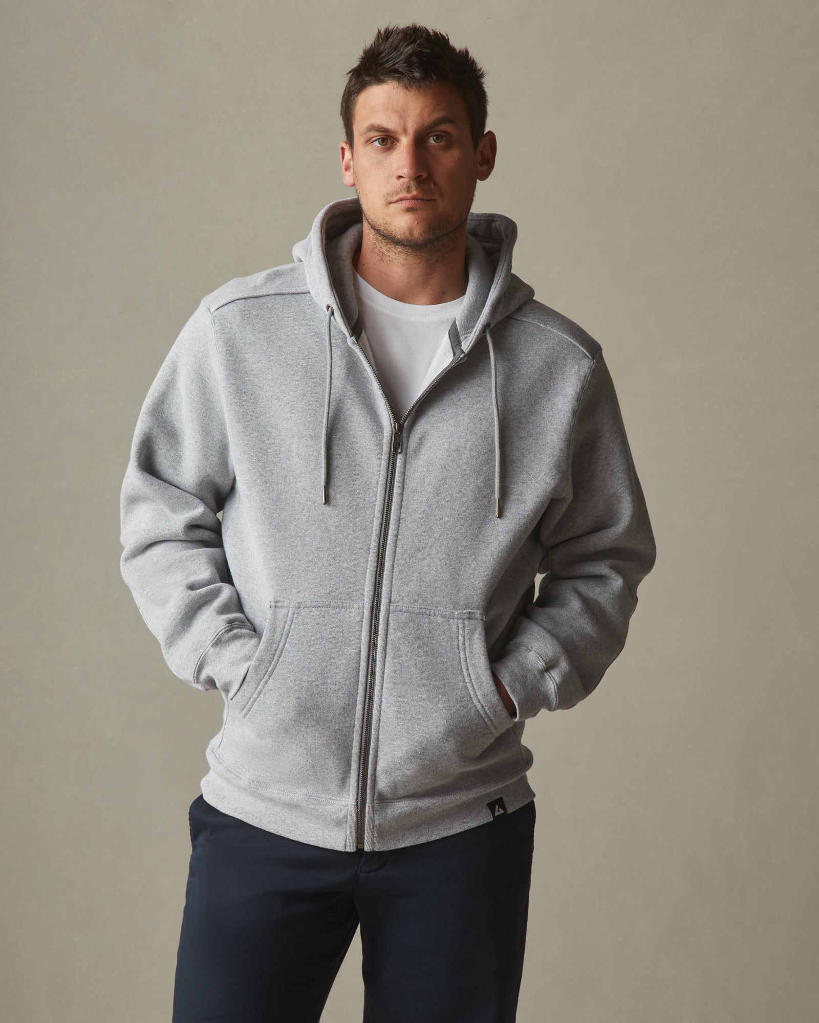 Grey full zip hoodie hotsell