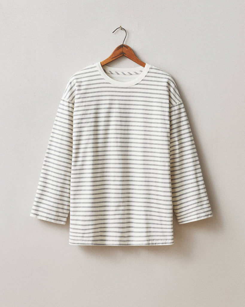 Relaxed Cotton Long Sleeve Striped - Flint Stone Stripe