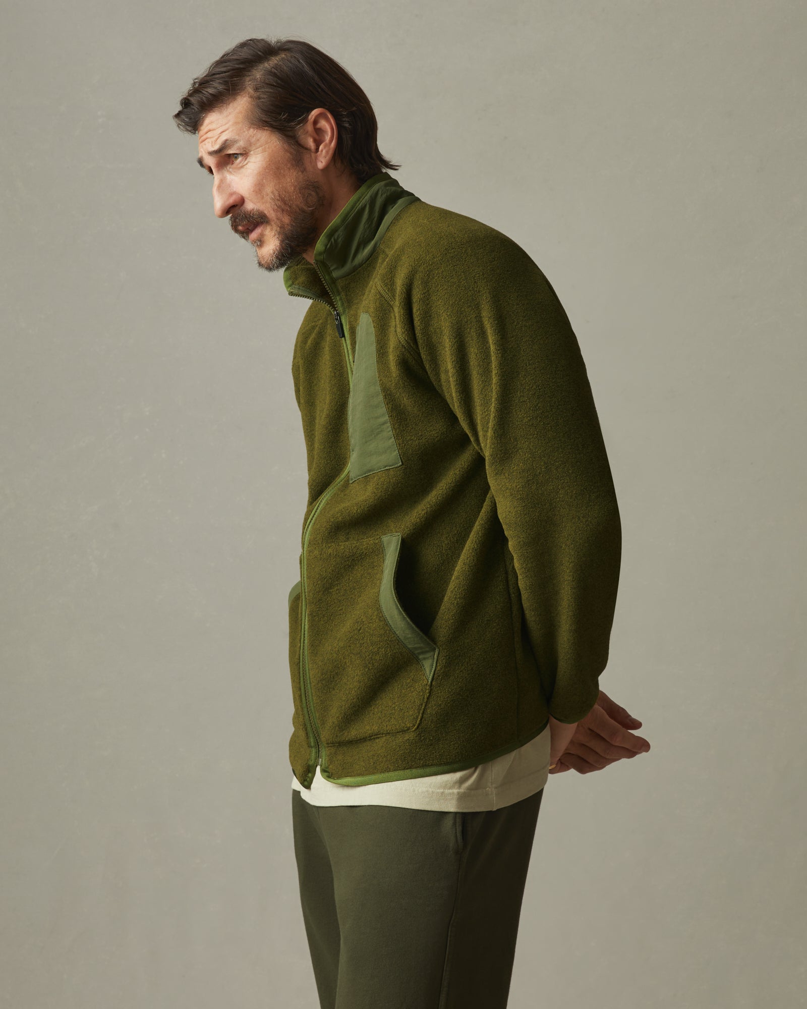 Men's Cotton Fleece Full Zip Sweatshirt - All in Motion Moss Green S