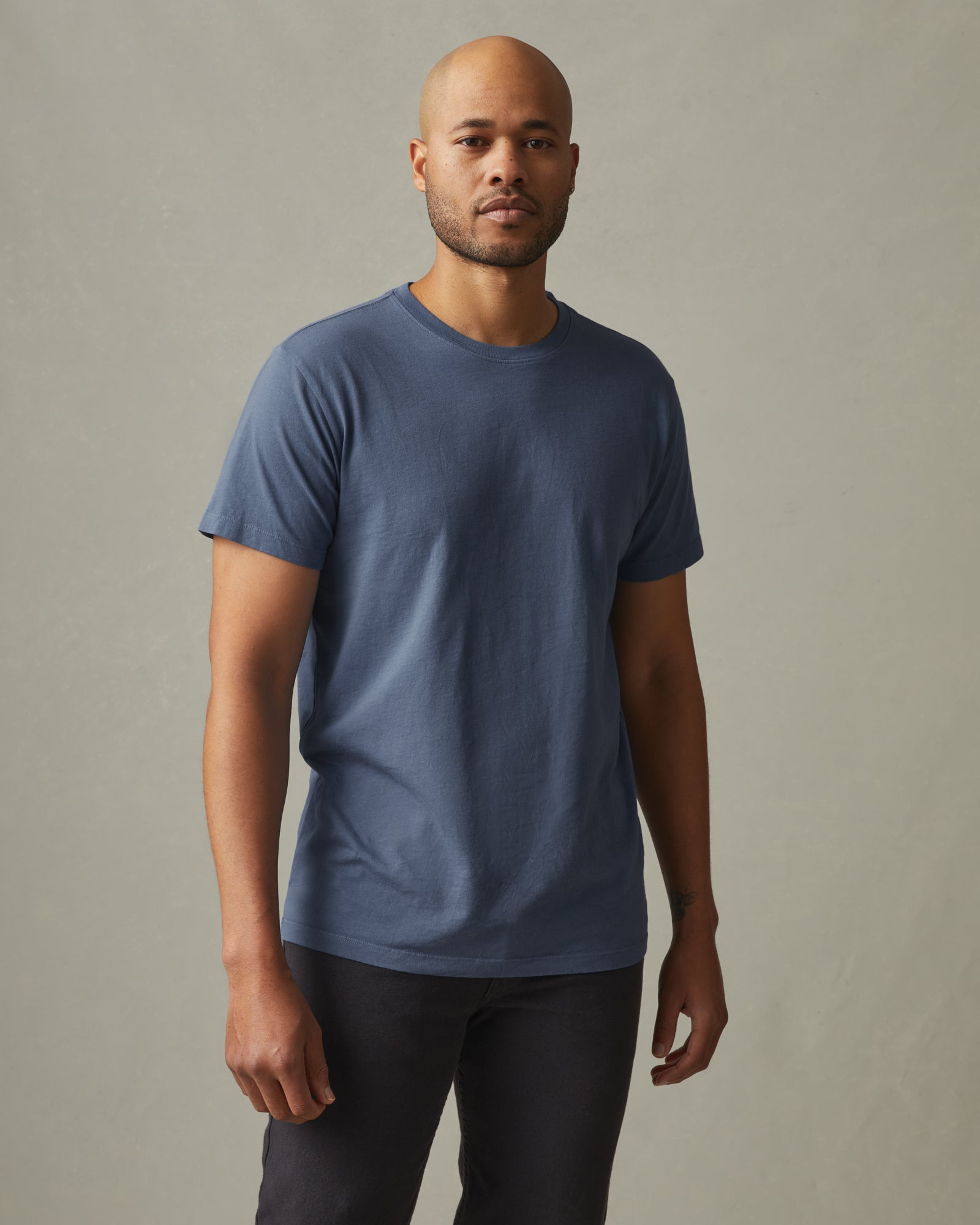Classic Cotton Crew Washed - Tee Navy