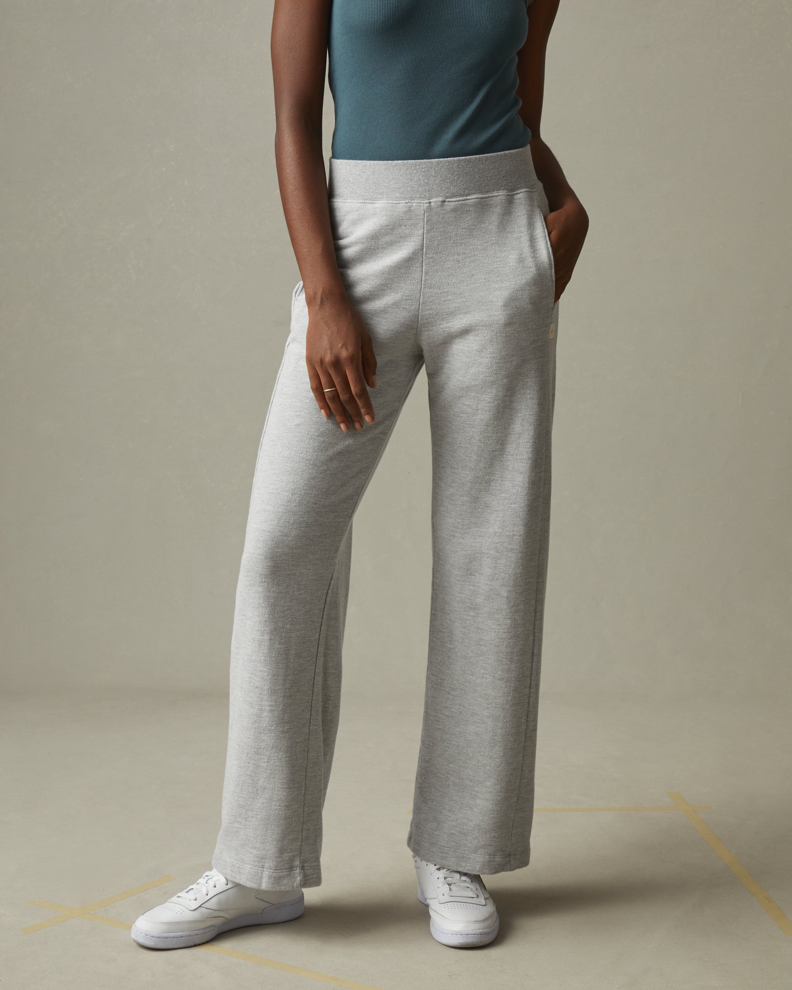 Gray Solid Color High Waist Ribbed Flare Pants - The Perfect Touch SA
